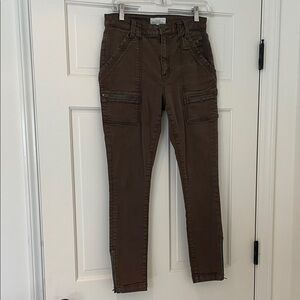 Joie Brown Skinny Cargo Jeans, Size 28